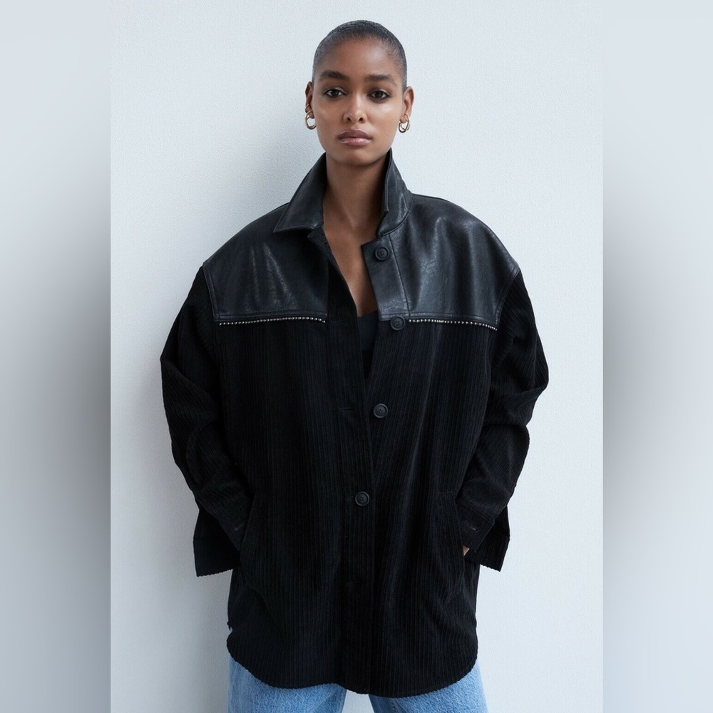 Zara Leather and Corduroy Shacket